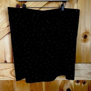 Nine West‎ Womens XXL Black Pencil Skirt Rhinestone Polka Dot Accent Lined